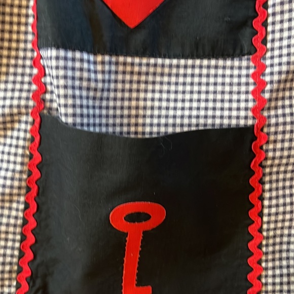 Vintage key to my heart gingham Rick rack apron kitchen game costume apron love - Picture 6 of 13